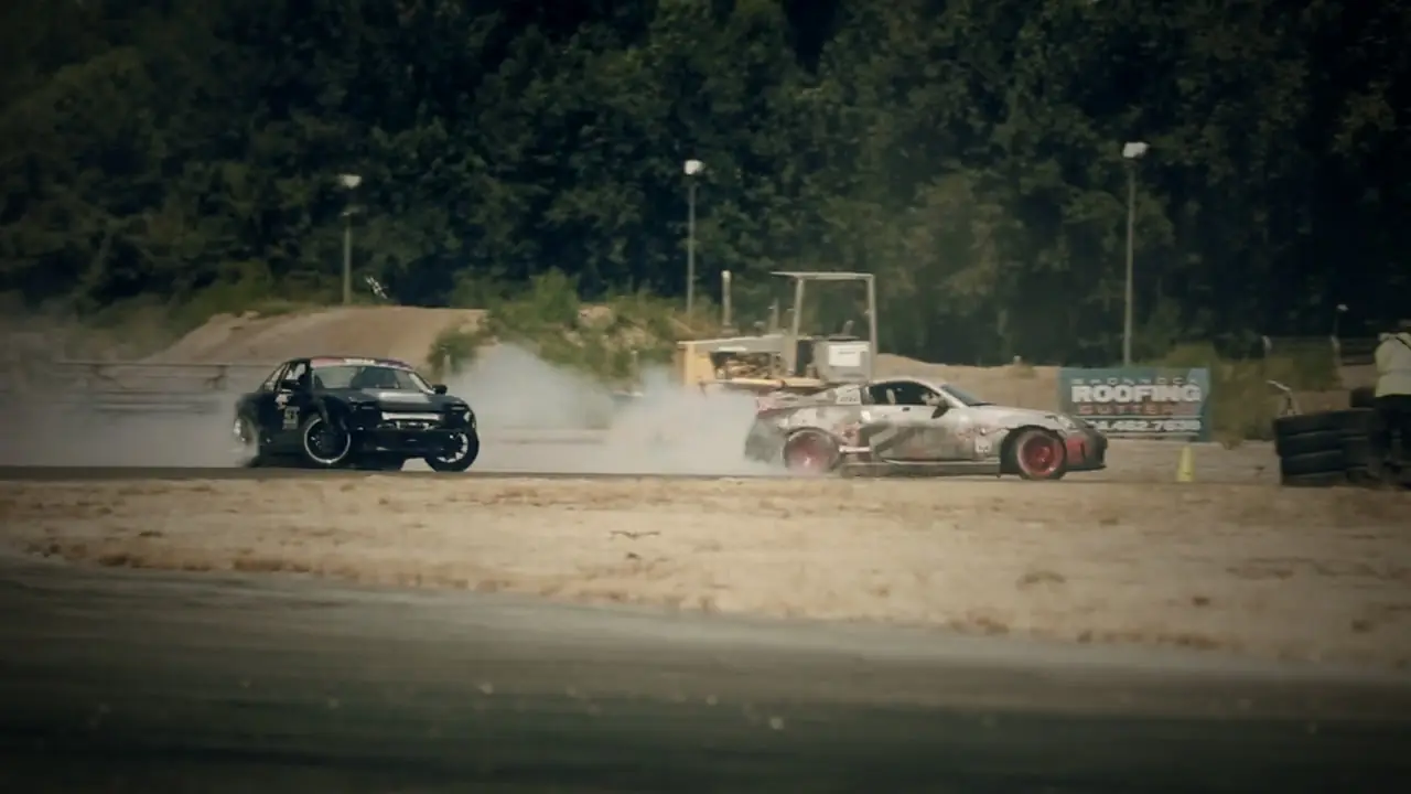 Fumée et pneus lors d'un drift